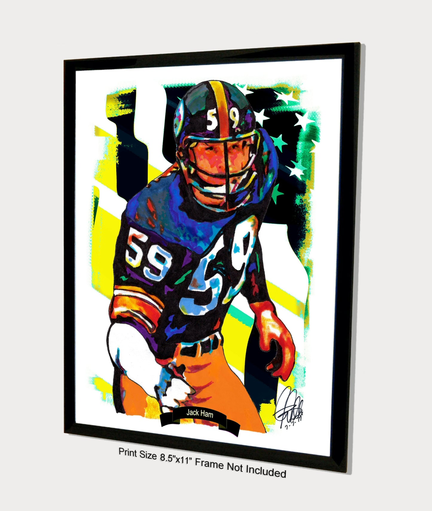 Jack Ham Pittsburgh Steelers Football Linebacker Poster Print Wall Art 8.5x11