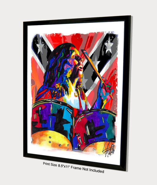 Bob Burns Lynyrd Skynyrd Drums Music Poster Print Wall Art 8.5x11