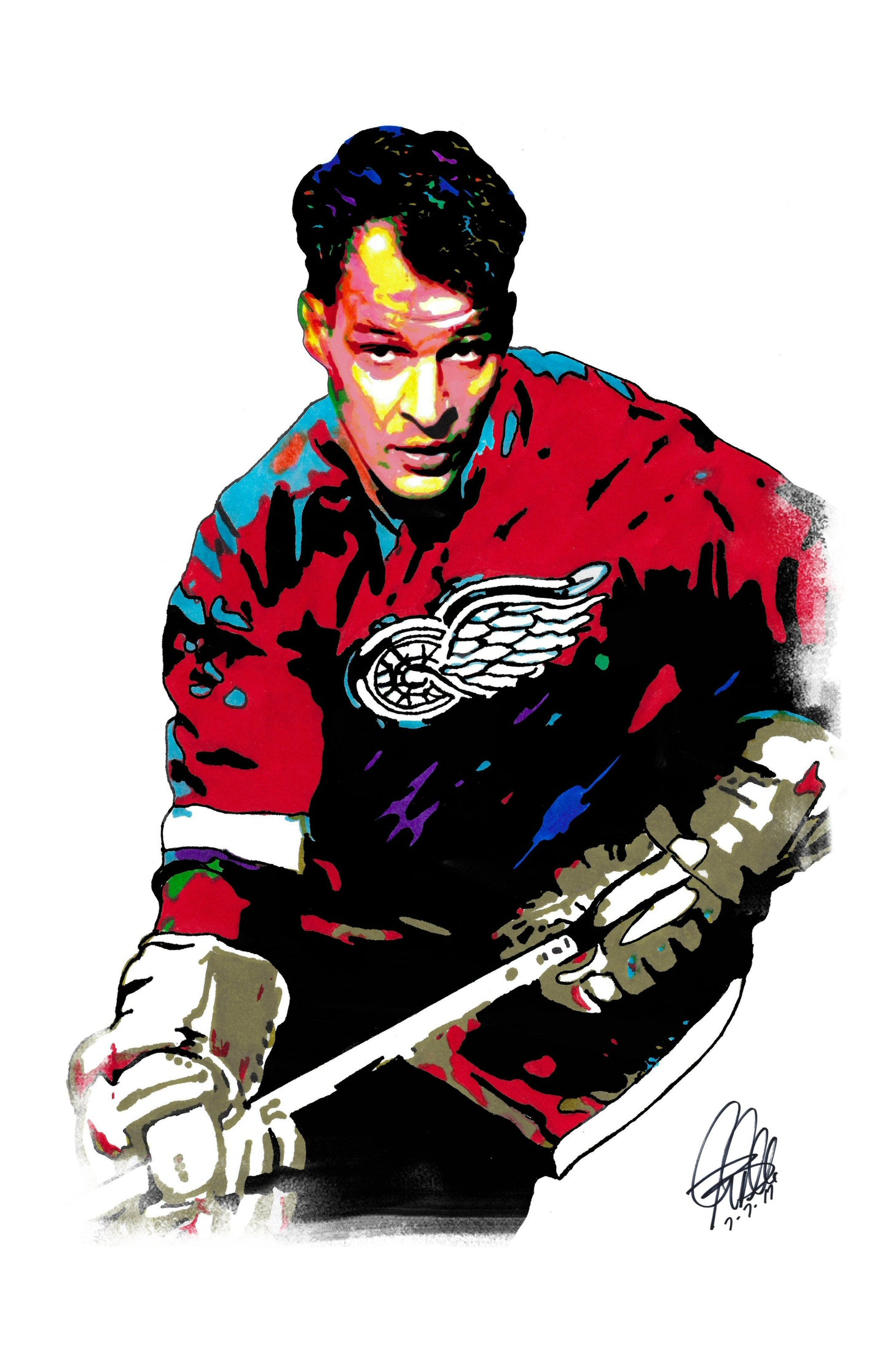 Gordie Howe Detroit Red Wings Hockey Print Poster Wall Art 11x17