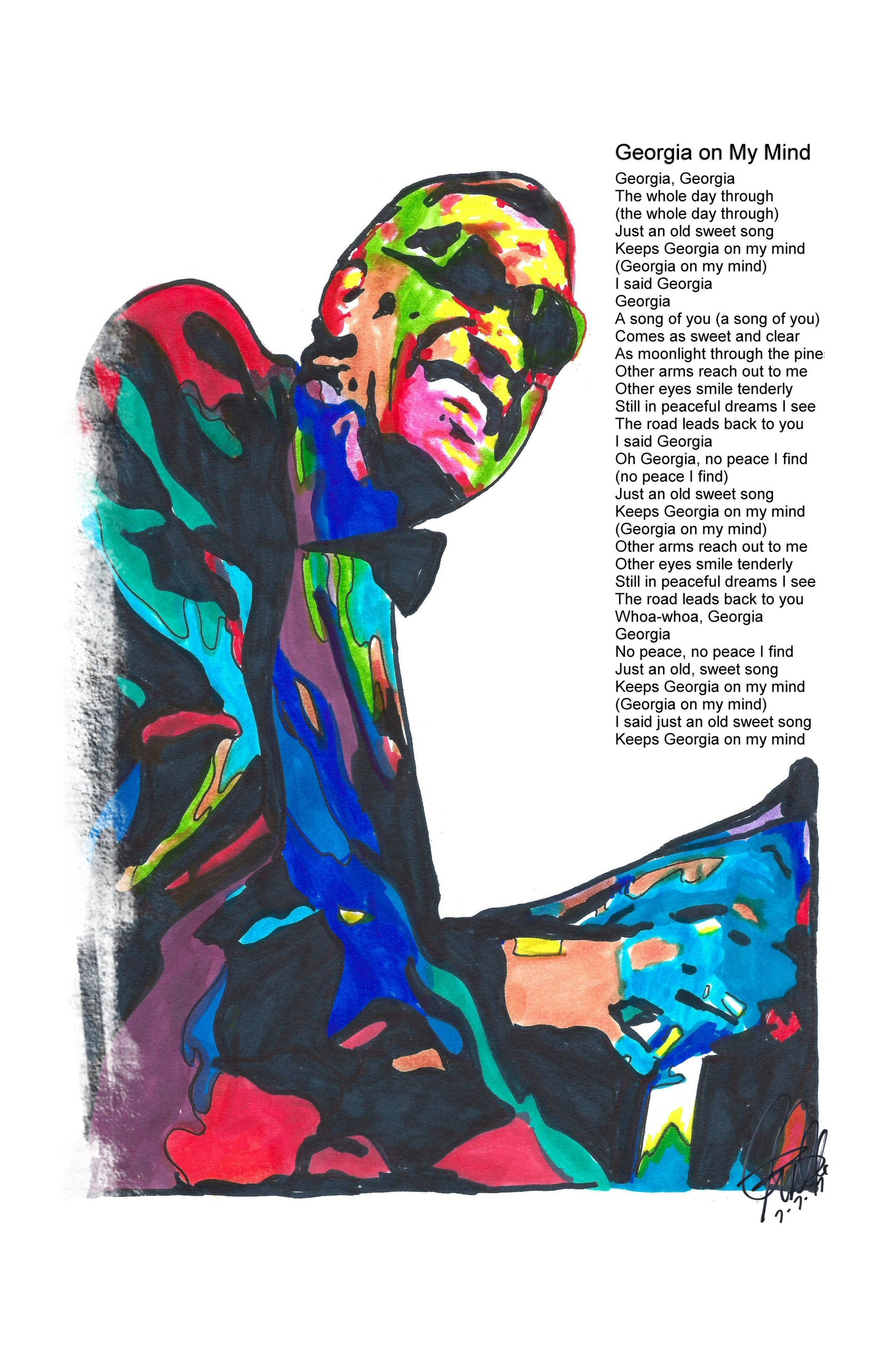 Ray Charles Georgia on My Mind Soul Piano Music Poster Print Wall Art 11x17