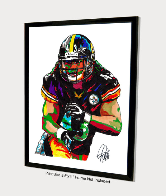 Troy Polamalu Pittsburgh Steelers Football Poster Print Wall Art 8.5x11