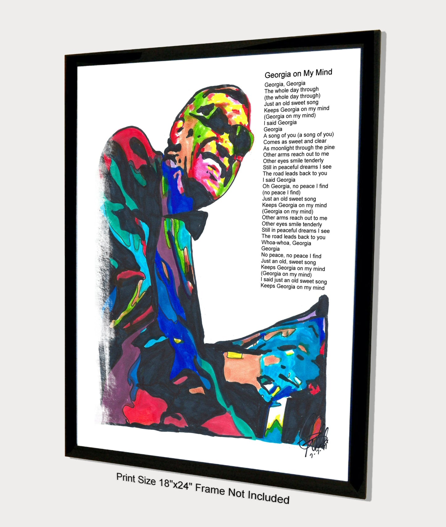 Ray Charles Georgia on My Mind Soul Piano Music Poster Print Wall Art 18x24