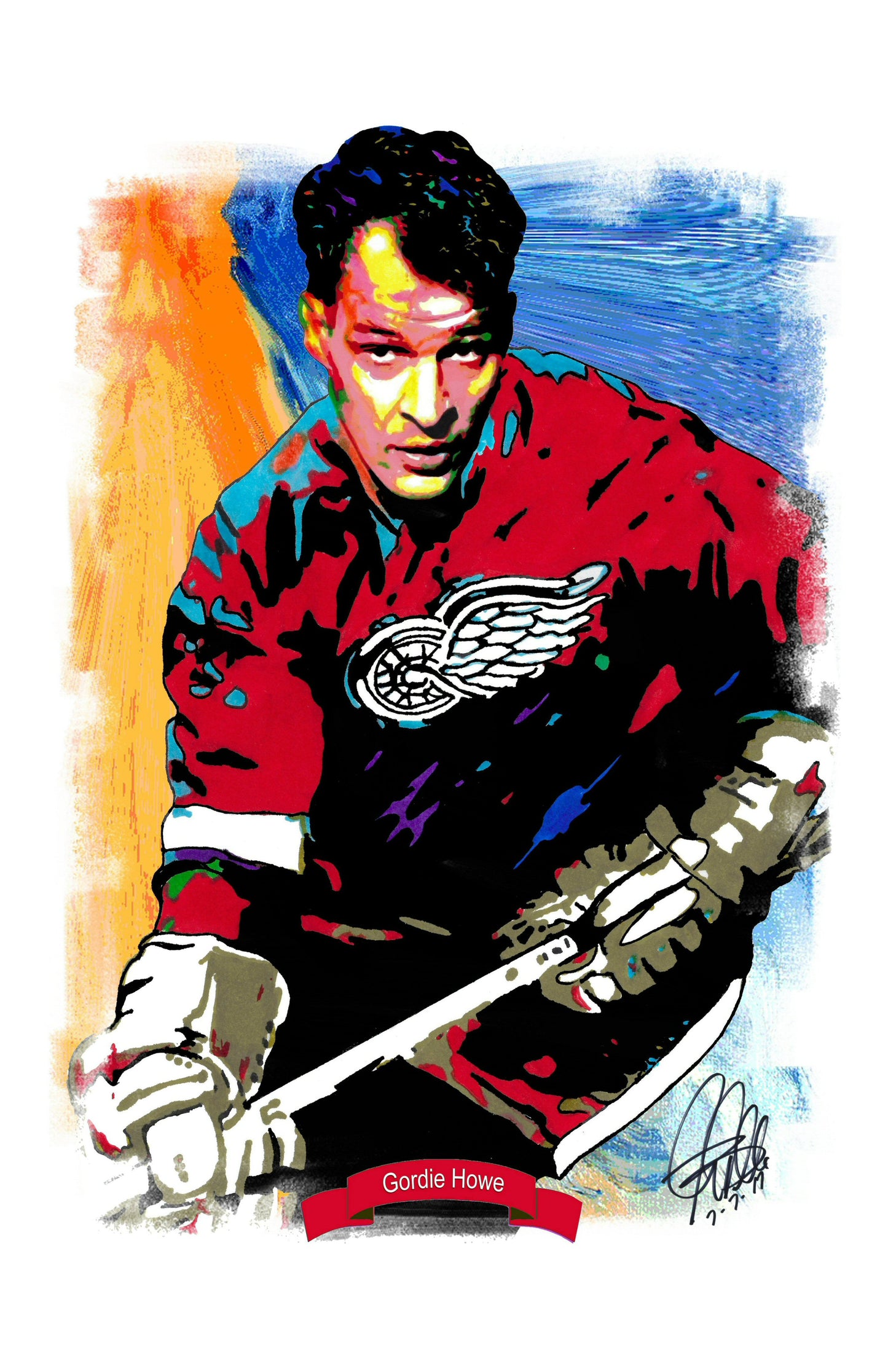 Gordie Howe Detroit Red Wings Hockey Sports Print Poster Wall Art 11x17