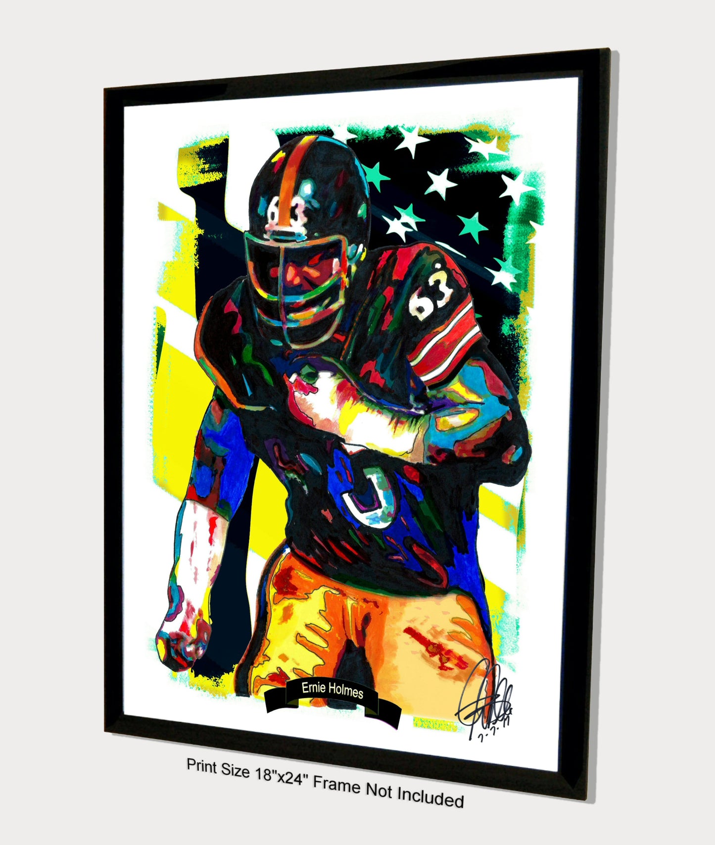 Ernie Holmes Pittsburgh Steelers Football Poster Print Wall Art 18x24