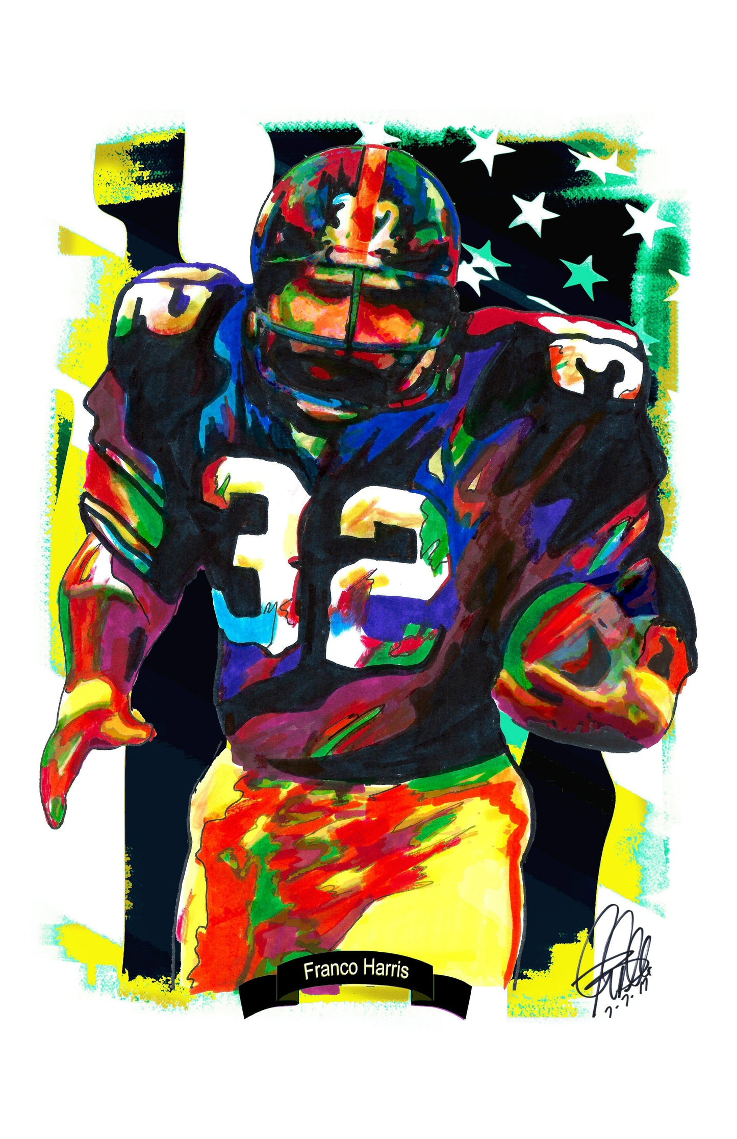 Franco Harris Pittsburgh Steelers Football RB Poster Print Wall Art 11x17