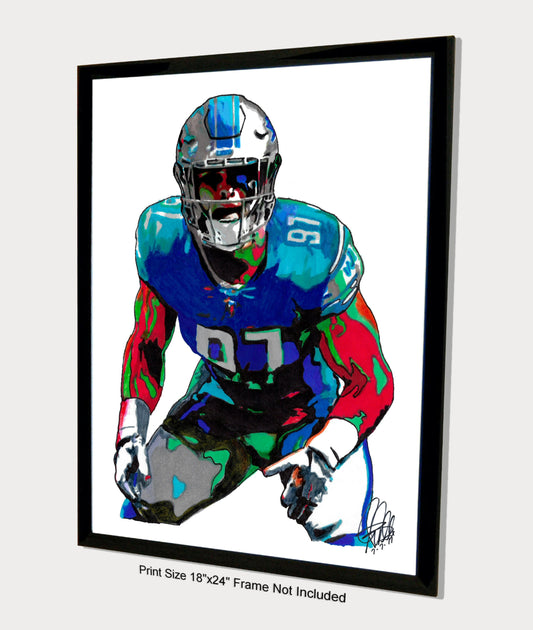 Aidan Hutchinson Detroit Lions Football Poster Print Wall Art 18x24