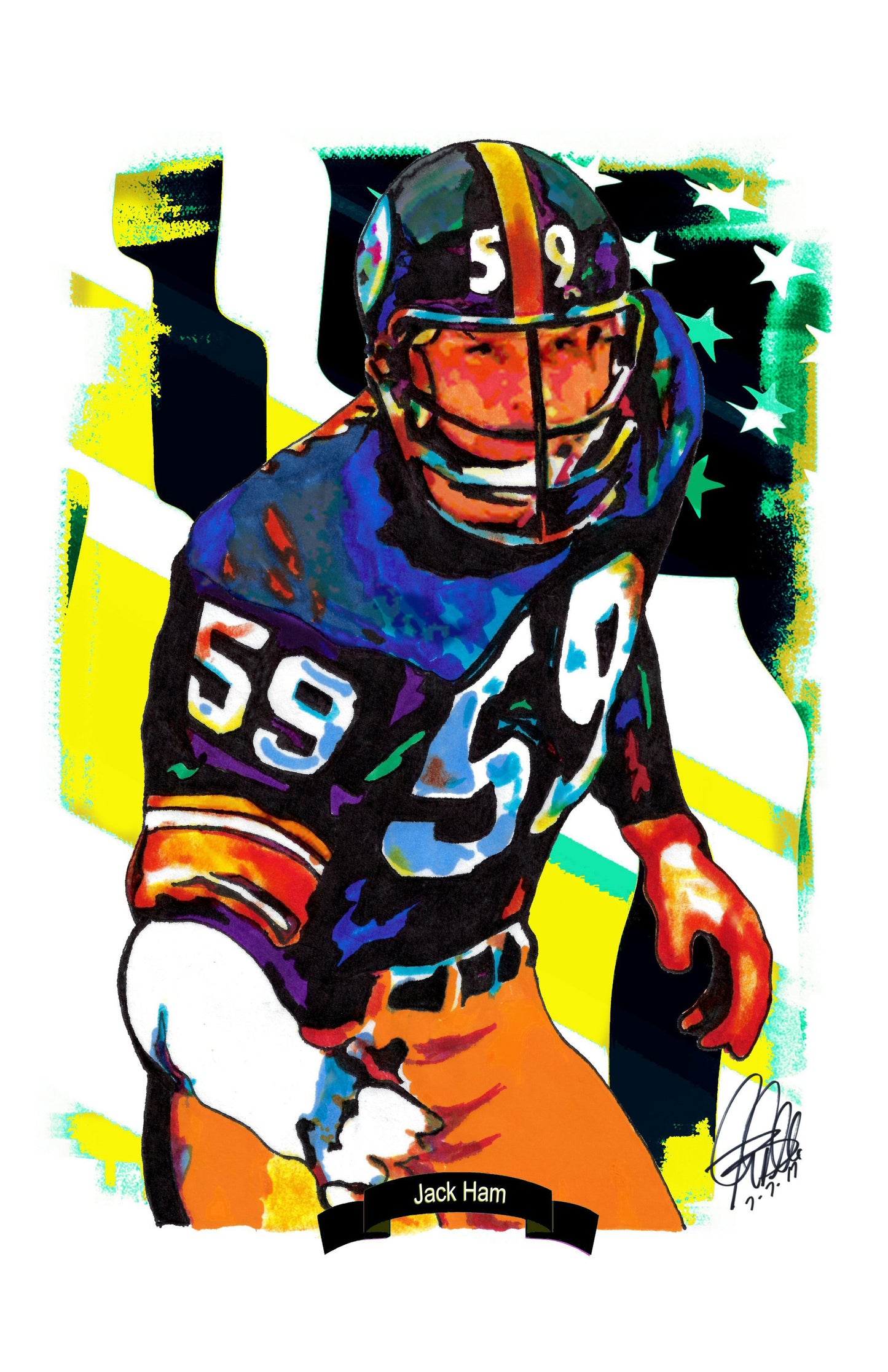 Jack Ham Pittsburgh Steelers Football Linebacker Poster Print Wall Art 11x17