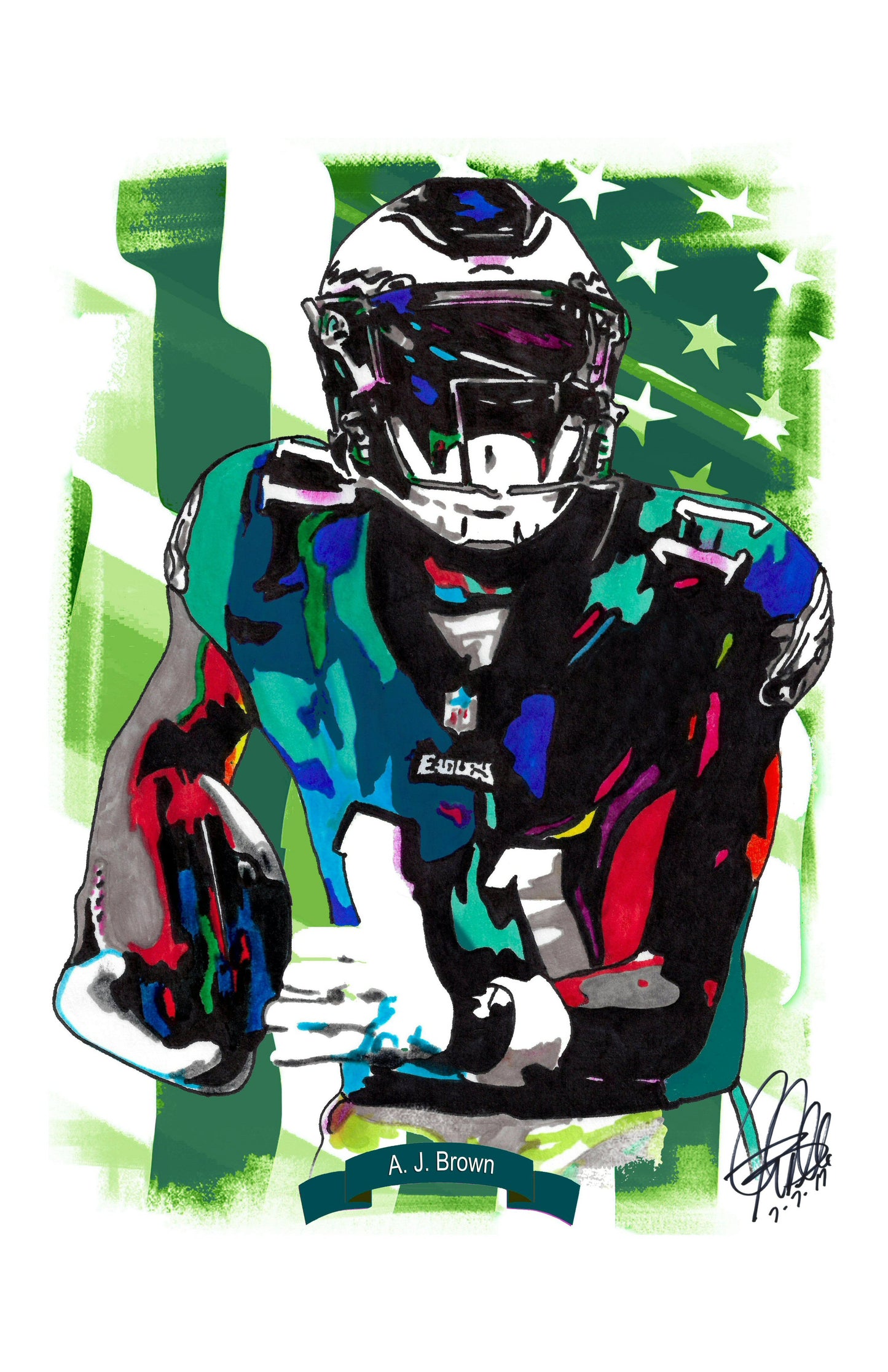 AJ Brown Philadelphia Eagles Football Sports Poster Print Wall Art 11x17