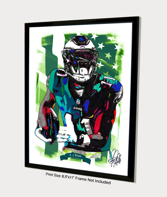 AJ Brown Philadelphia Eagles Football Sports Poster Print Wall Art 8.5x11