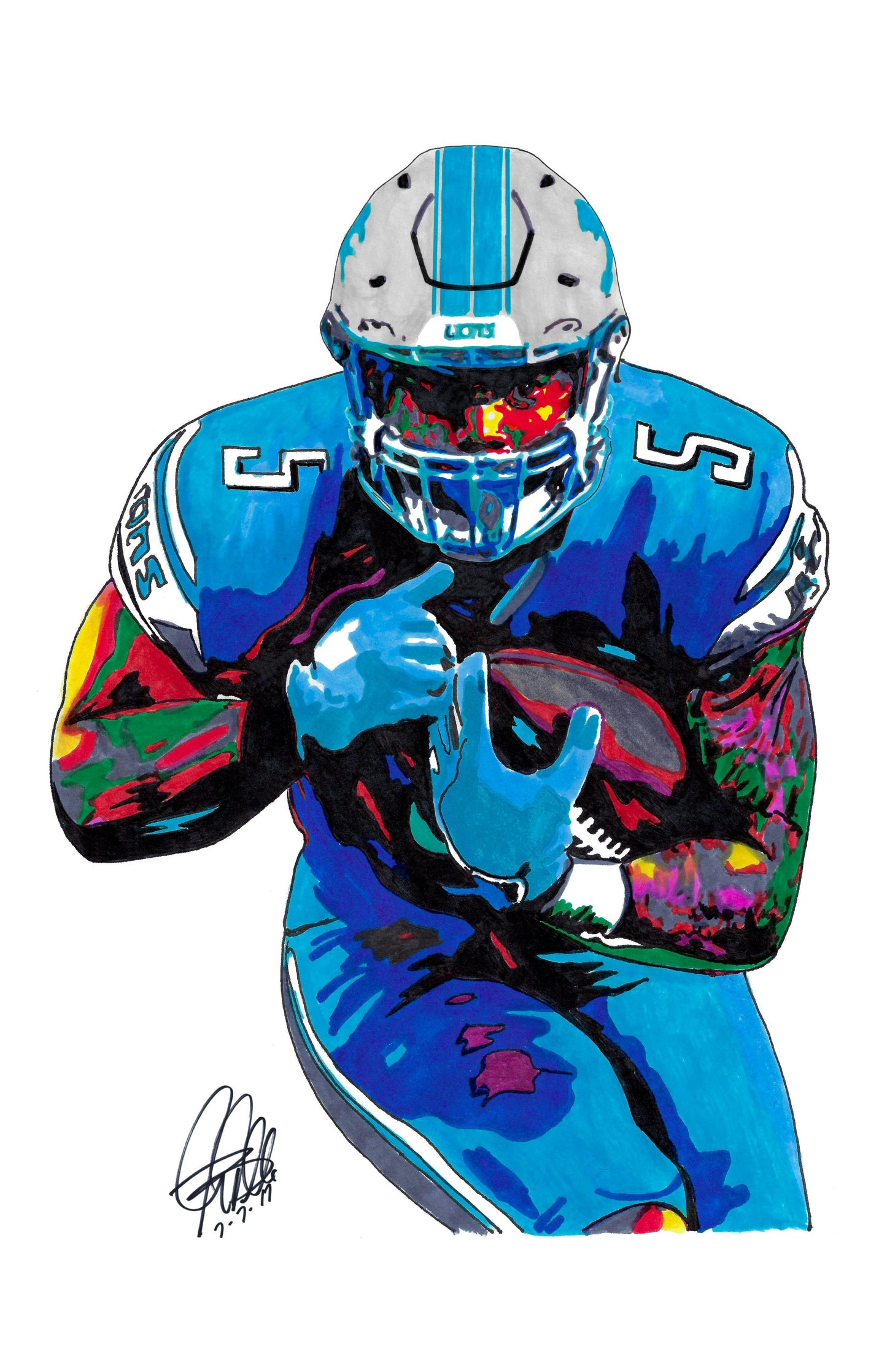David Montgomery Detroit Lions Football RB Poster Print Wall Art 11x17