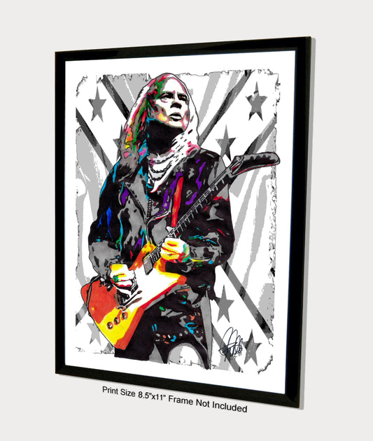 Rickey Medlocke Lynyrd Skynyrd Guitar Rock Music Poster Print Wall Art 8.5x11