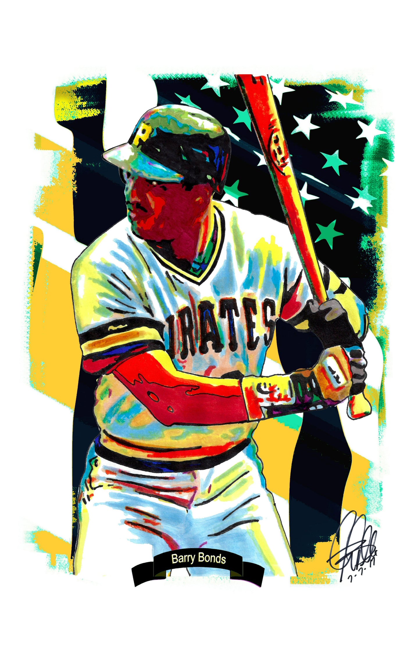 Barry Bonds Pittsburgh Pirates Baseball Sports Poster Print Wall Art 11x17