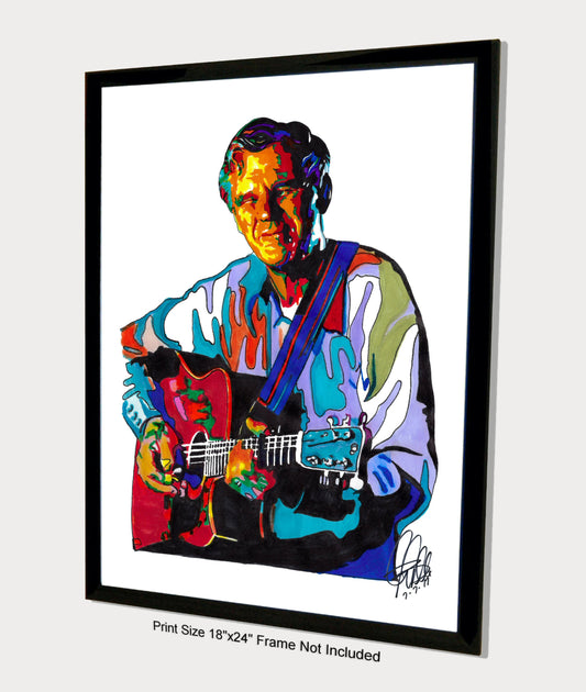 Doc Watson Guitar Bluegrass Country Music Poster Print Wall Art 18x24