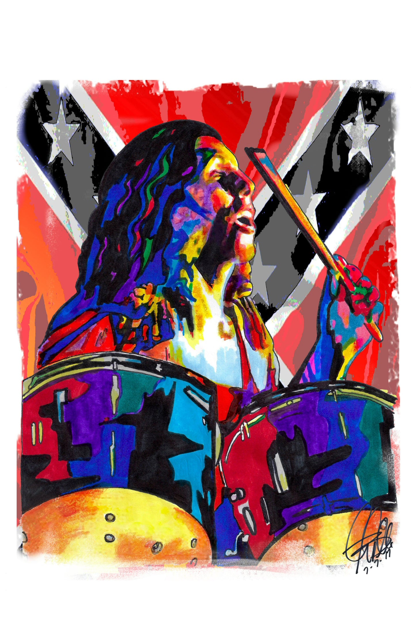 Bob Burns Lynyrd Skynyrd Drums Music Poster Print Wall Art 11x17