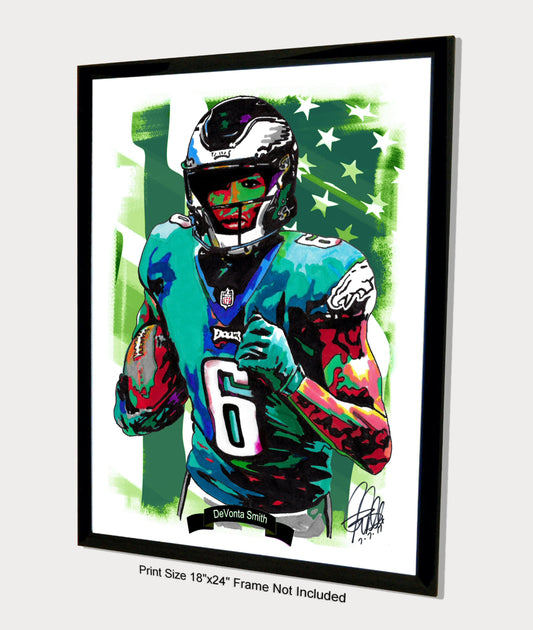 DeVonta Smith Philadelphia Eagles Football Poster Print Wall Art 18x24