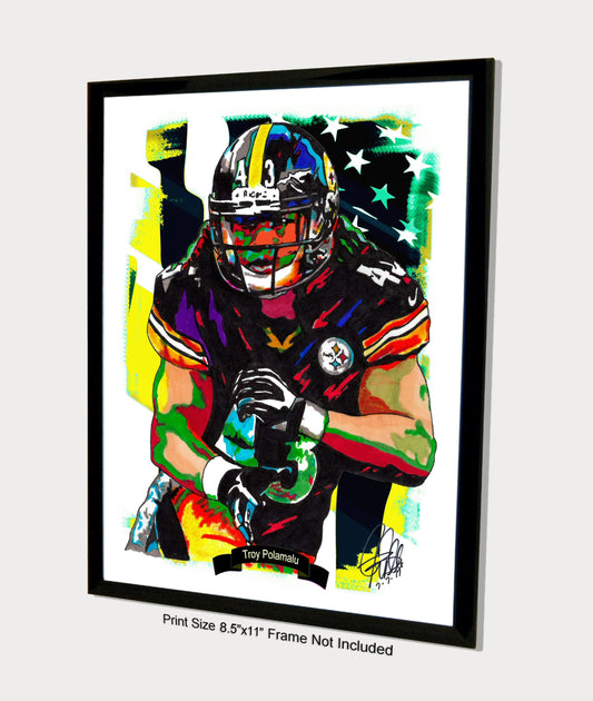 Troy Polamalu Pittsburgh Steelers Football Sports Poster Print Wall Art 8.5x11