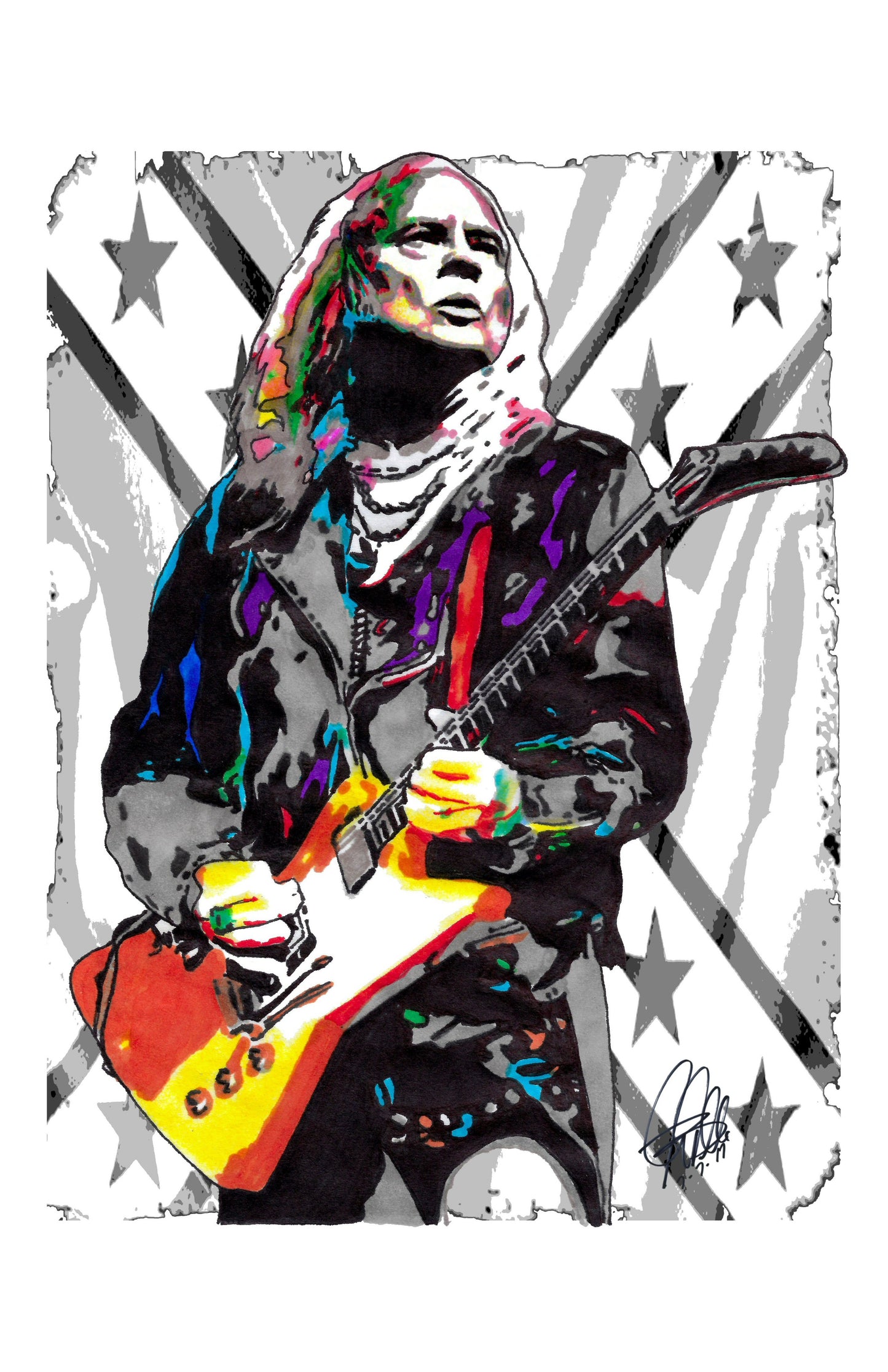 Rickey Medlocke Lynyrd Skynyrd Guitar Rock Music Poster Print Wall Art 11x17