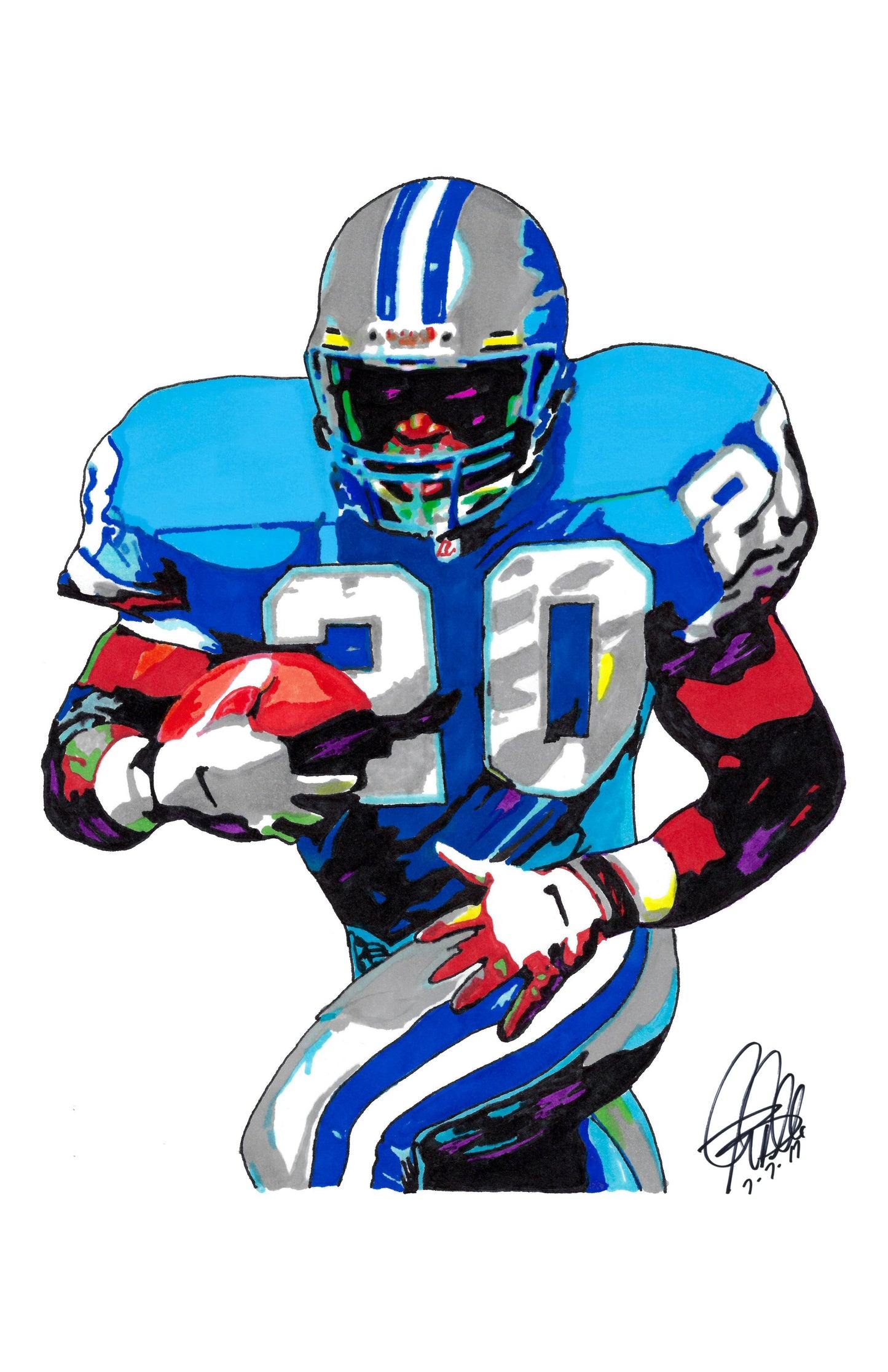 Barry Sanders Detroit Lions Football Poster Print Wall Art 11x17