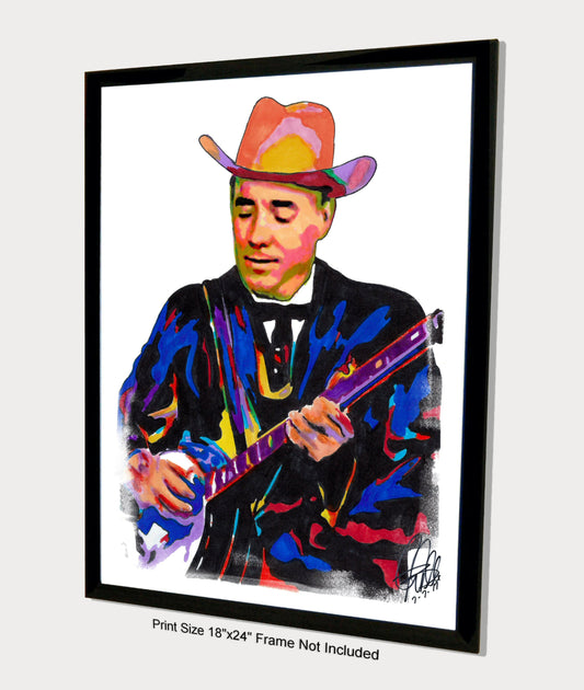 Earl Scruggs Banjo Bluegrass Country Music Poster Print Wall Art 18x24