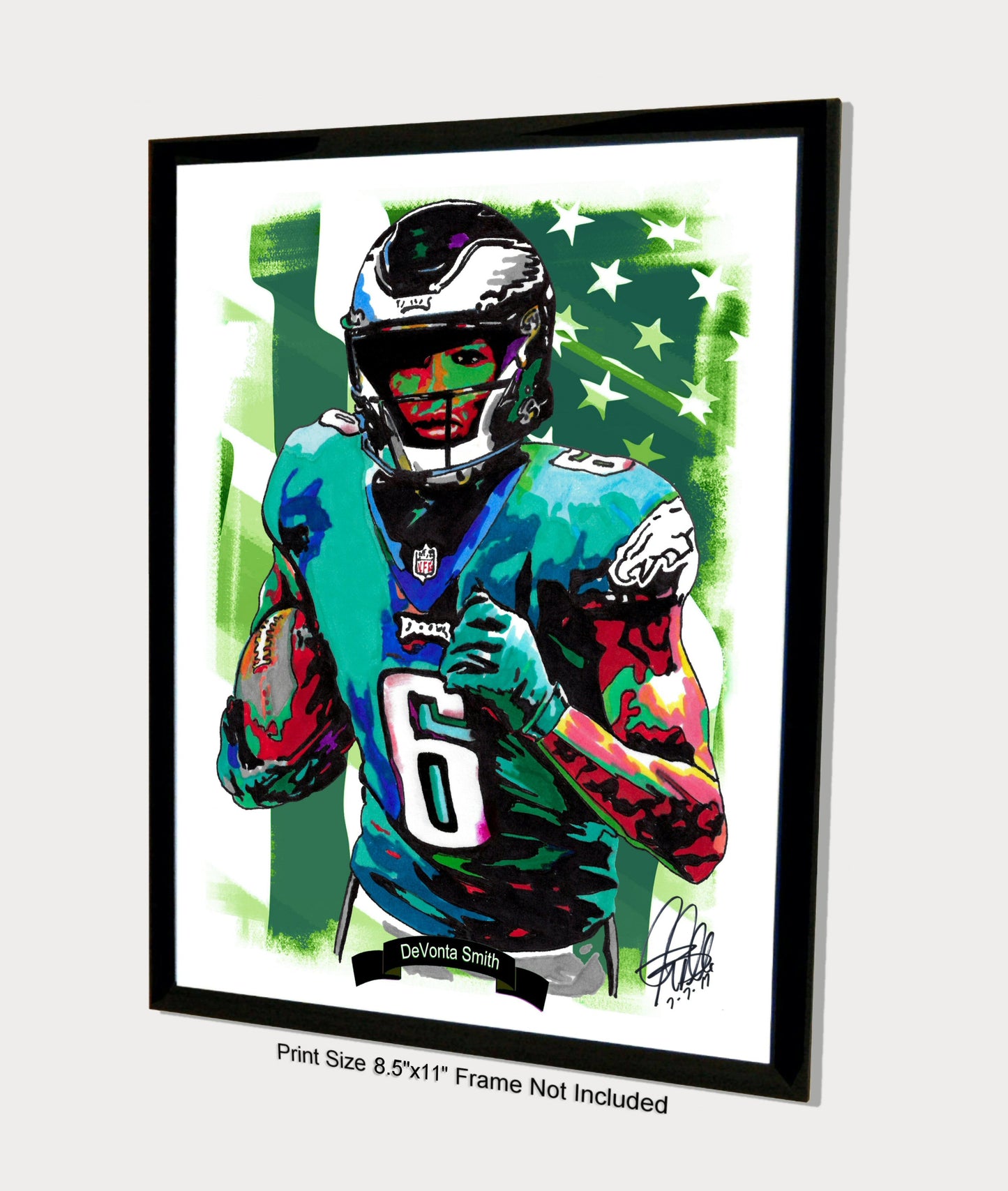 DeVonta Smith Philadelphia Eagles Football Poster Print Wall Art 8.5x11