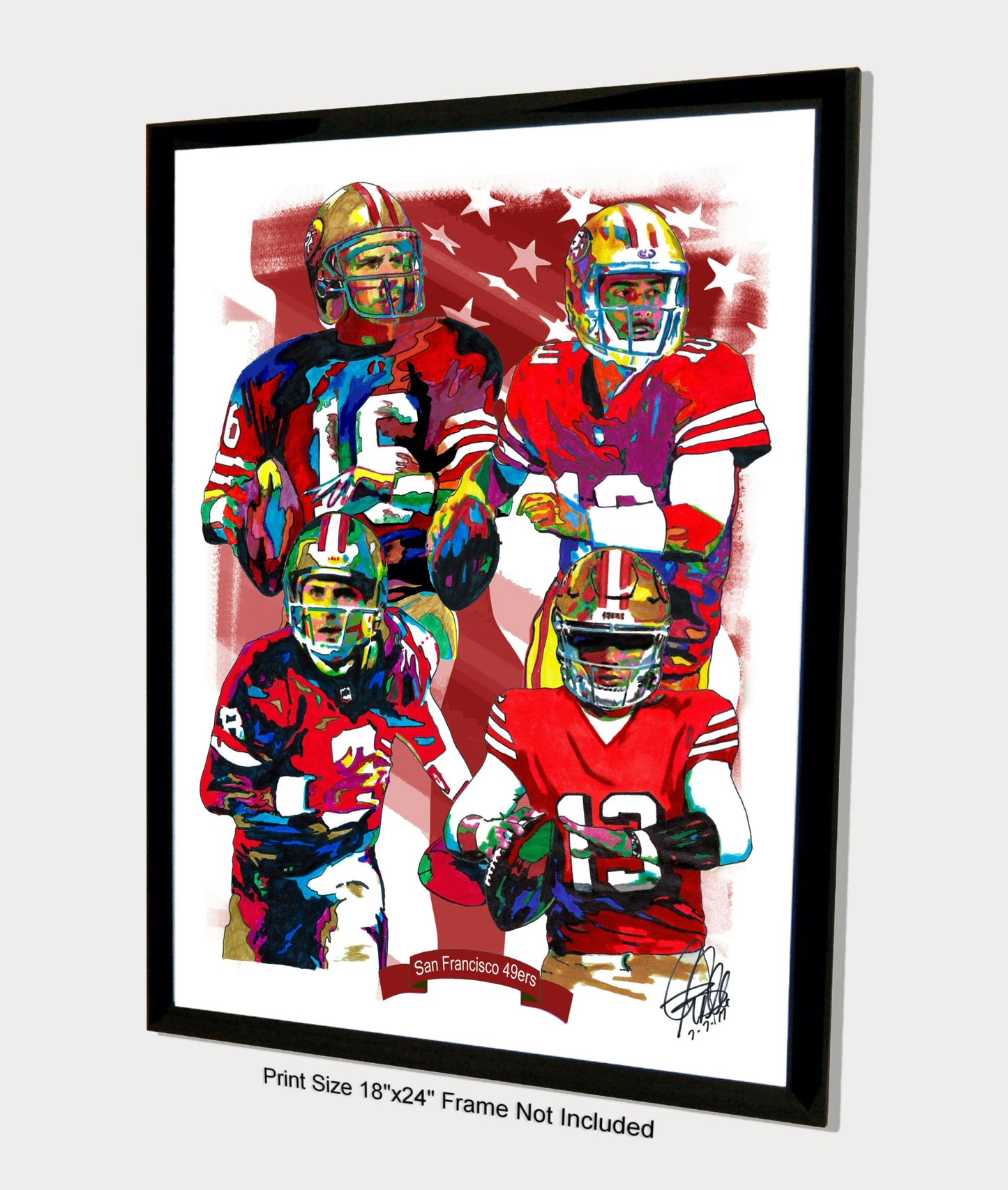 San Francisco 49ers Montana Young Garoppolo Purdy Poster Print Wall Art 18x24