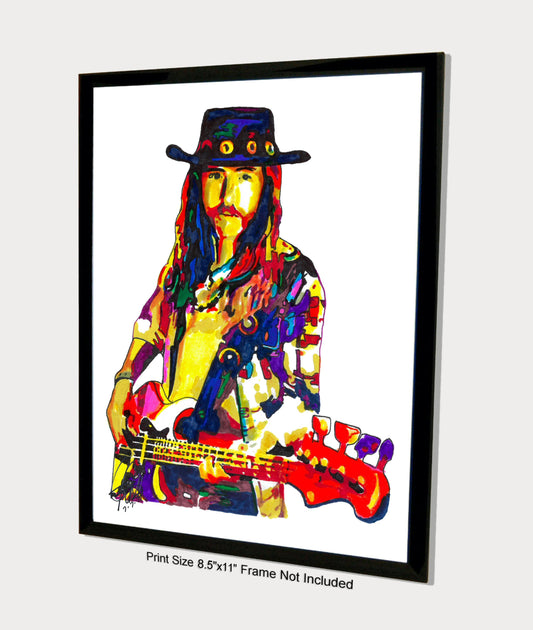 Berry Oakley Allman Brothers Bass Guitar Rock Music Print Poster Wall Art 8.5x11