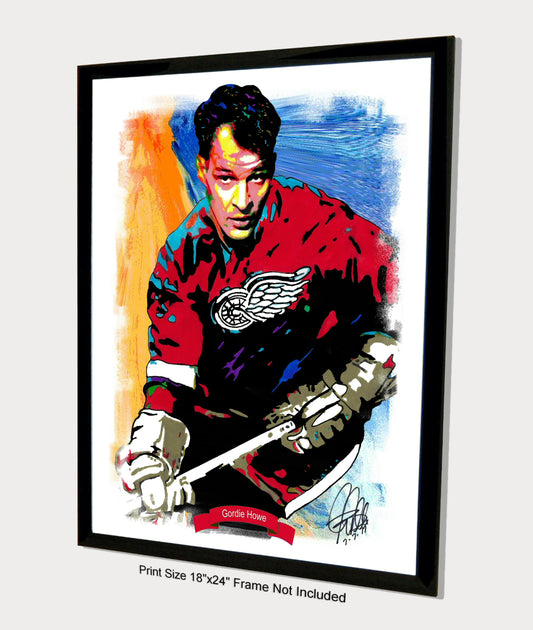 Gordie Howe Detroit Red Wings Hockey Sports Print Poster Wall Art 18x24