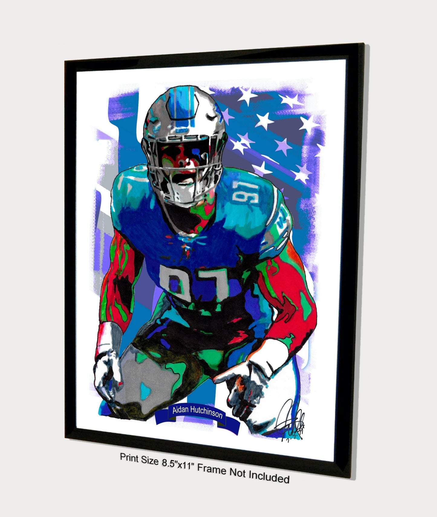 Aidan Hutchinson Detroit Lions Football Sports Poster Print Wall Art 8.5x11