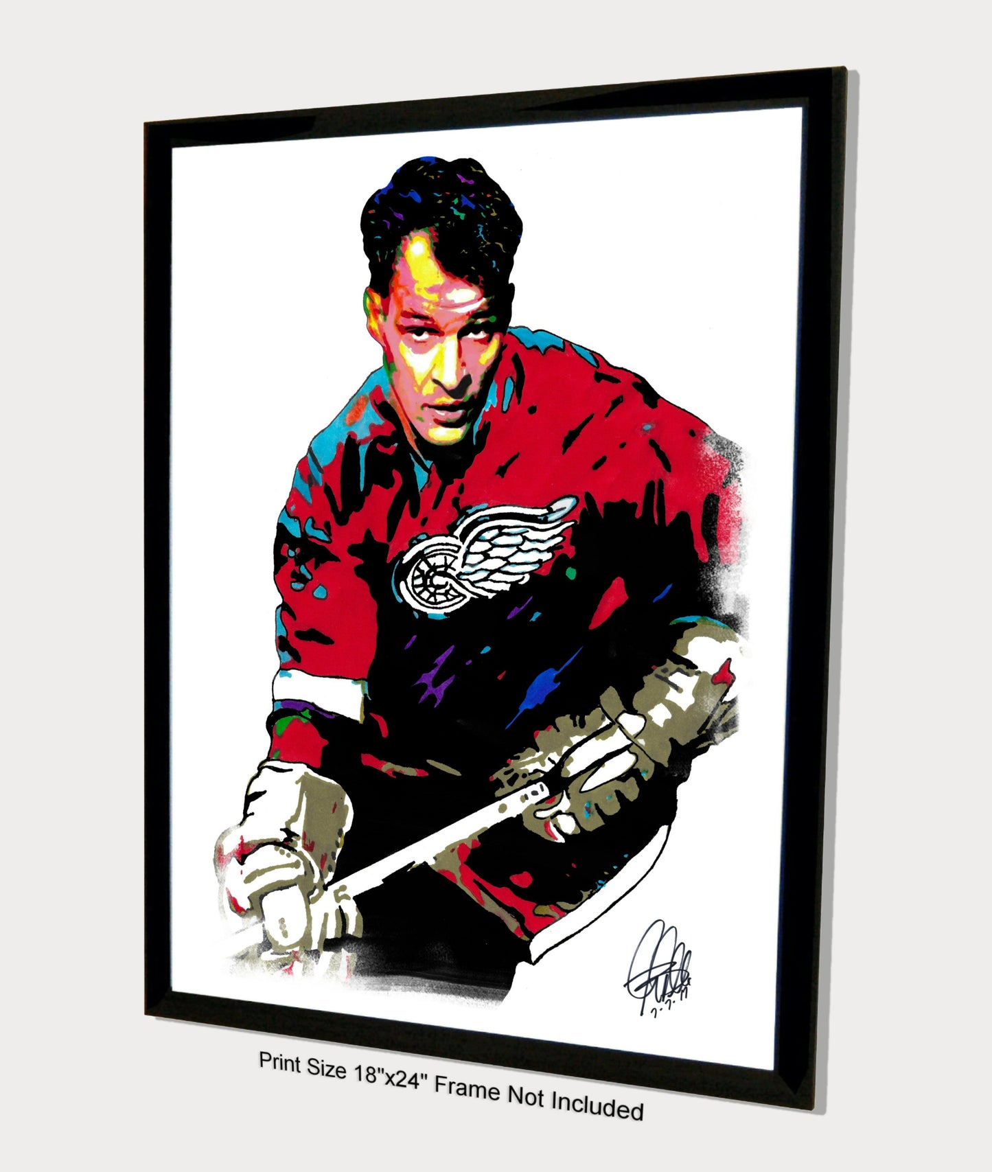 Gordie Howe Detroit Red Wings Hockey Print Poster Wall Art 18x24