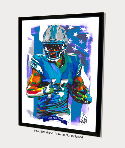 Amon Ra St Brown Detroit Lions Football Sports Poster Print Wall Art 8.5x11
