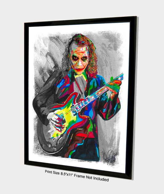 The Joker Heath Ledger Guitar Batman Film Music Poster Print Wall Art 8.5x11