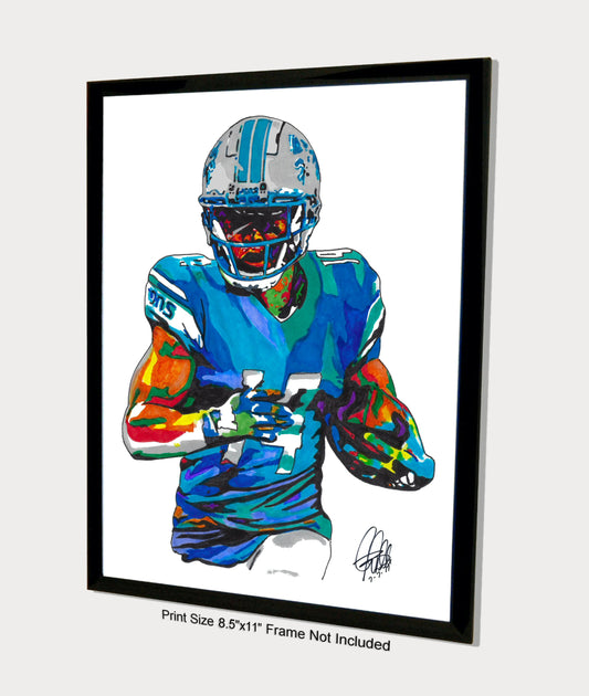 Amon Ra St Brown Detroit Lions Football Poster Print Wall Art 8.5x11