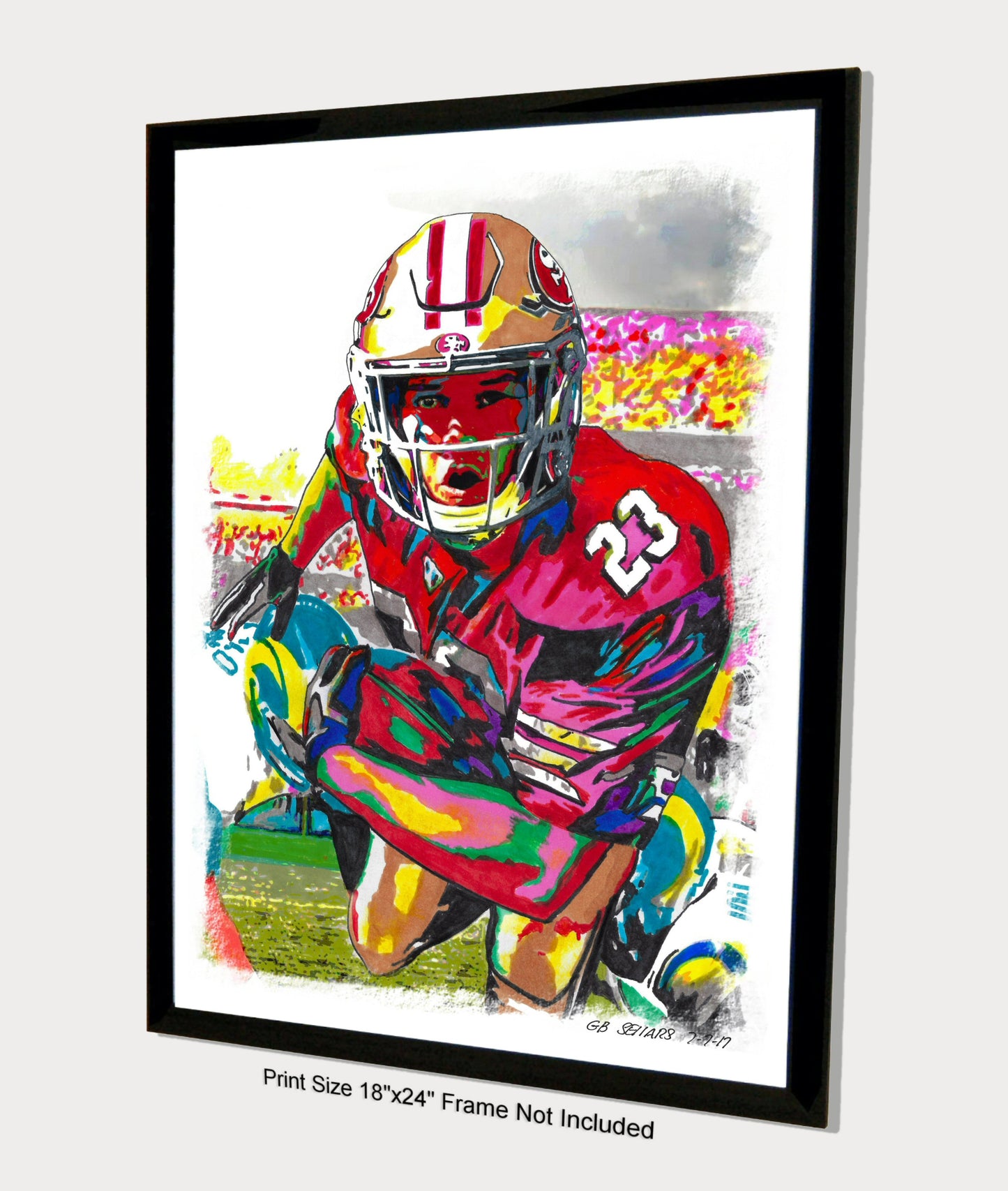Christian McCaffrey San Francisco 49ers Football Poster Print Wall Art 18x24