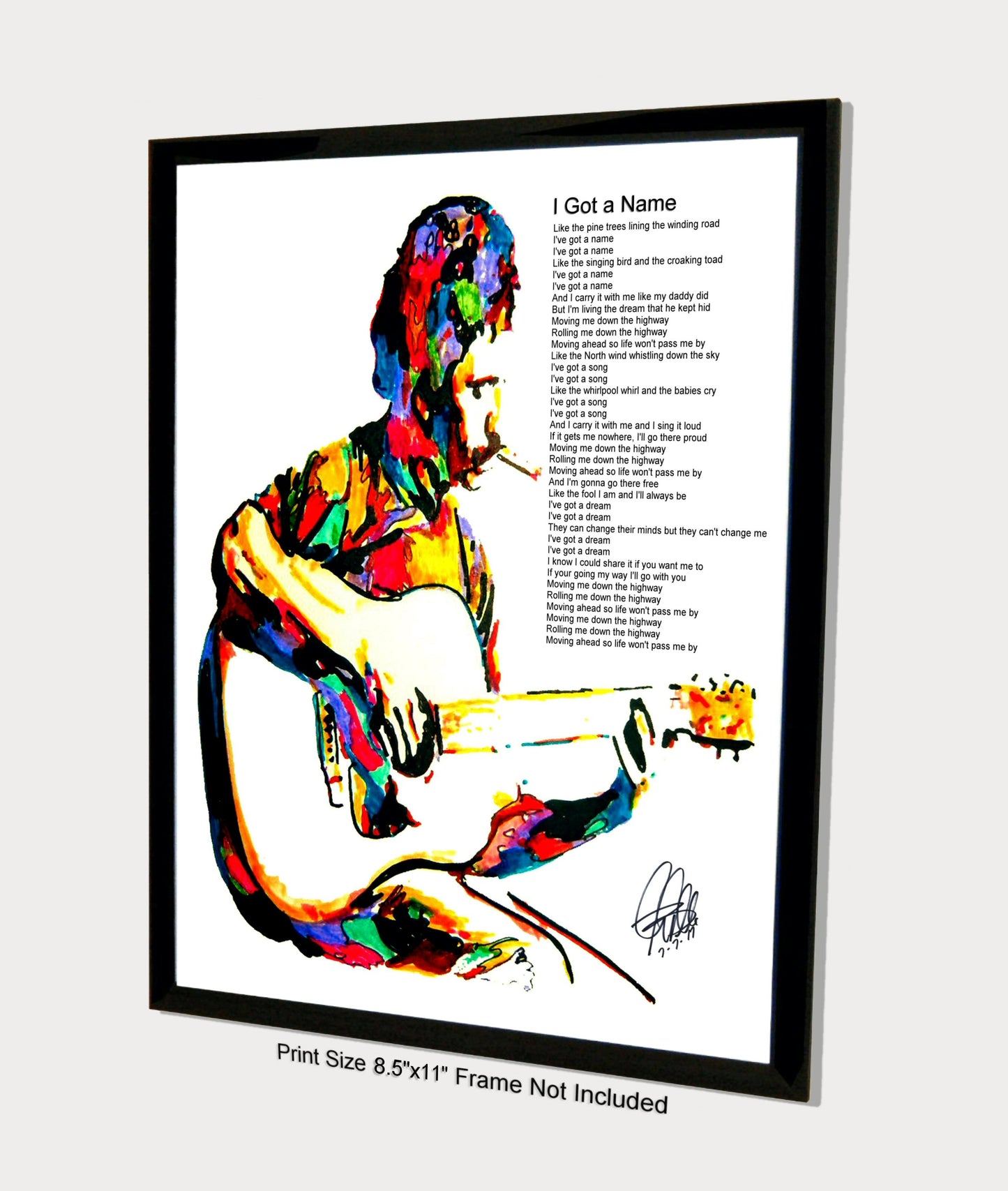 Jim Croce Guitar Folk Rock I Got A Name Music Poster Print Wall Art 8.5x11