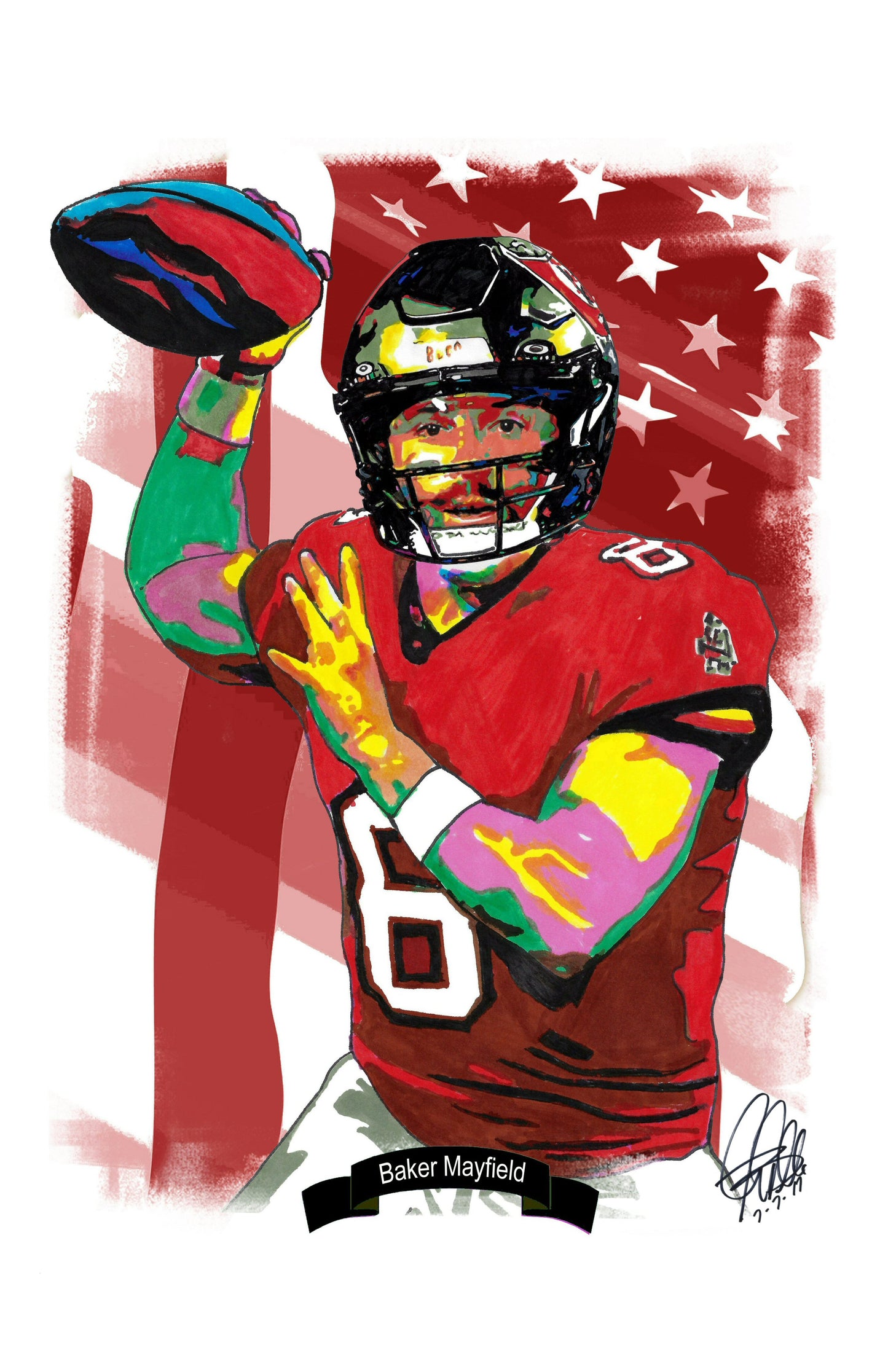 Baker Mayfield Tampa Bay Buccaneers Football QB Poster Print Wall Art 11x17