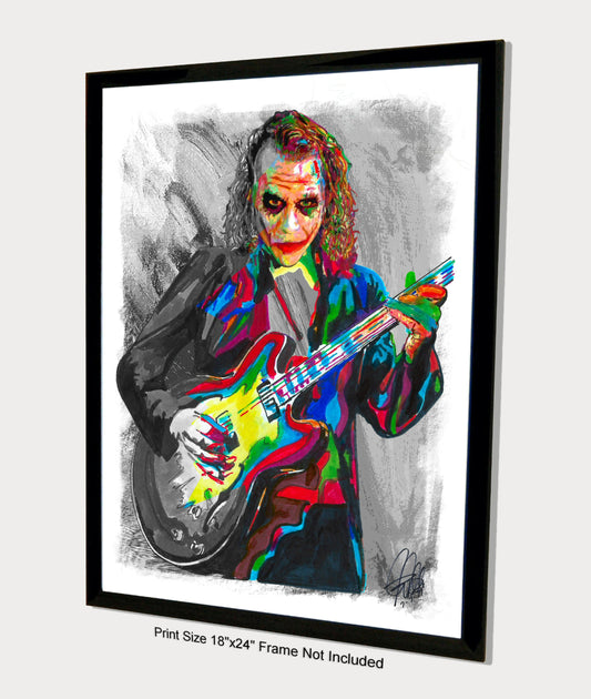 The Joker Heath Ledger Guitar Batman Film Music Poster Print Wall Art 18x24