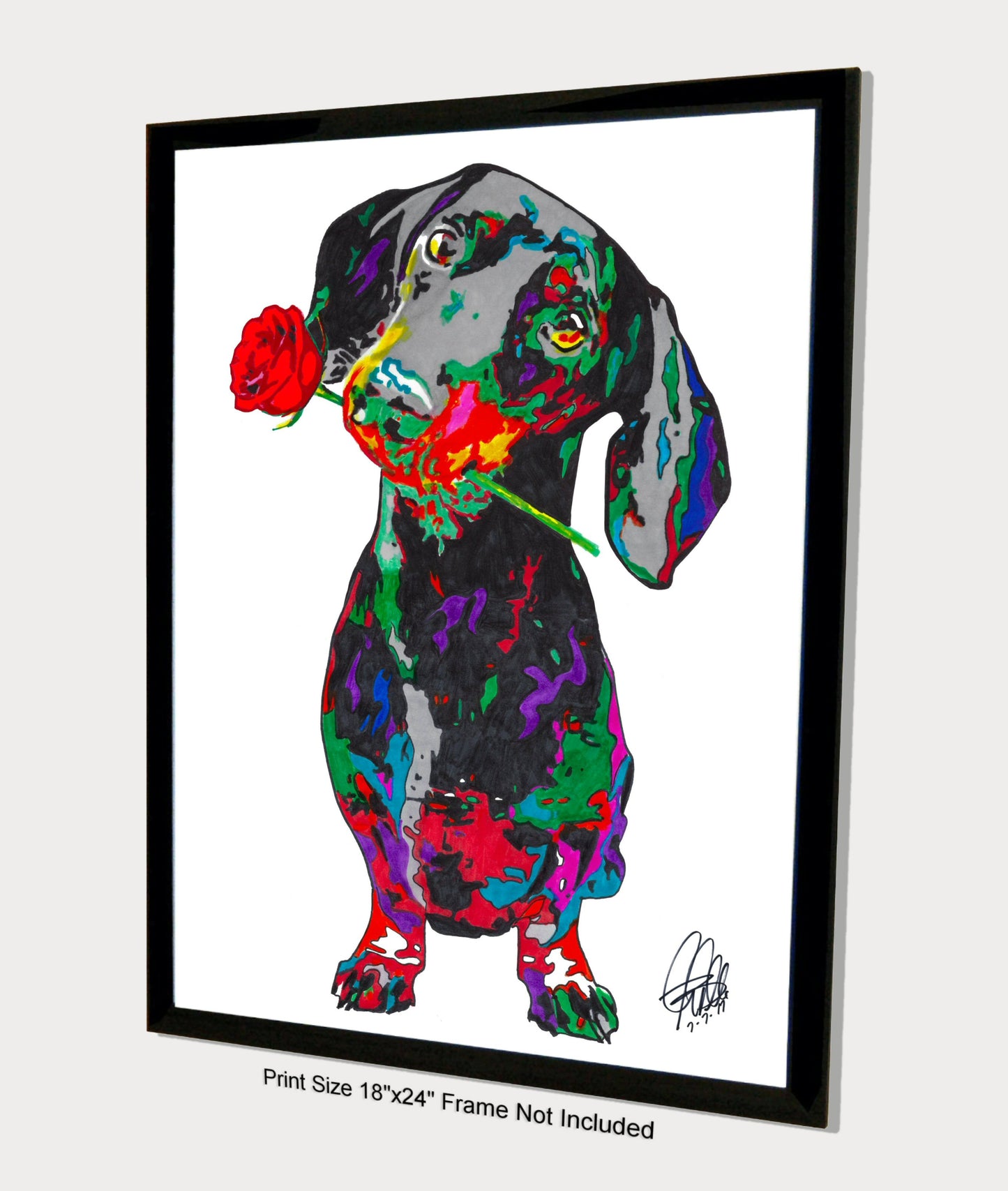 Dachshund Sausage Dog Speed Stick Pet Poster Print Wall Art 18x24