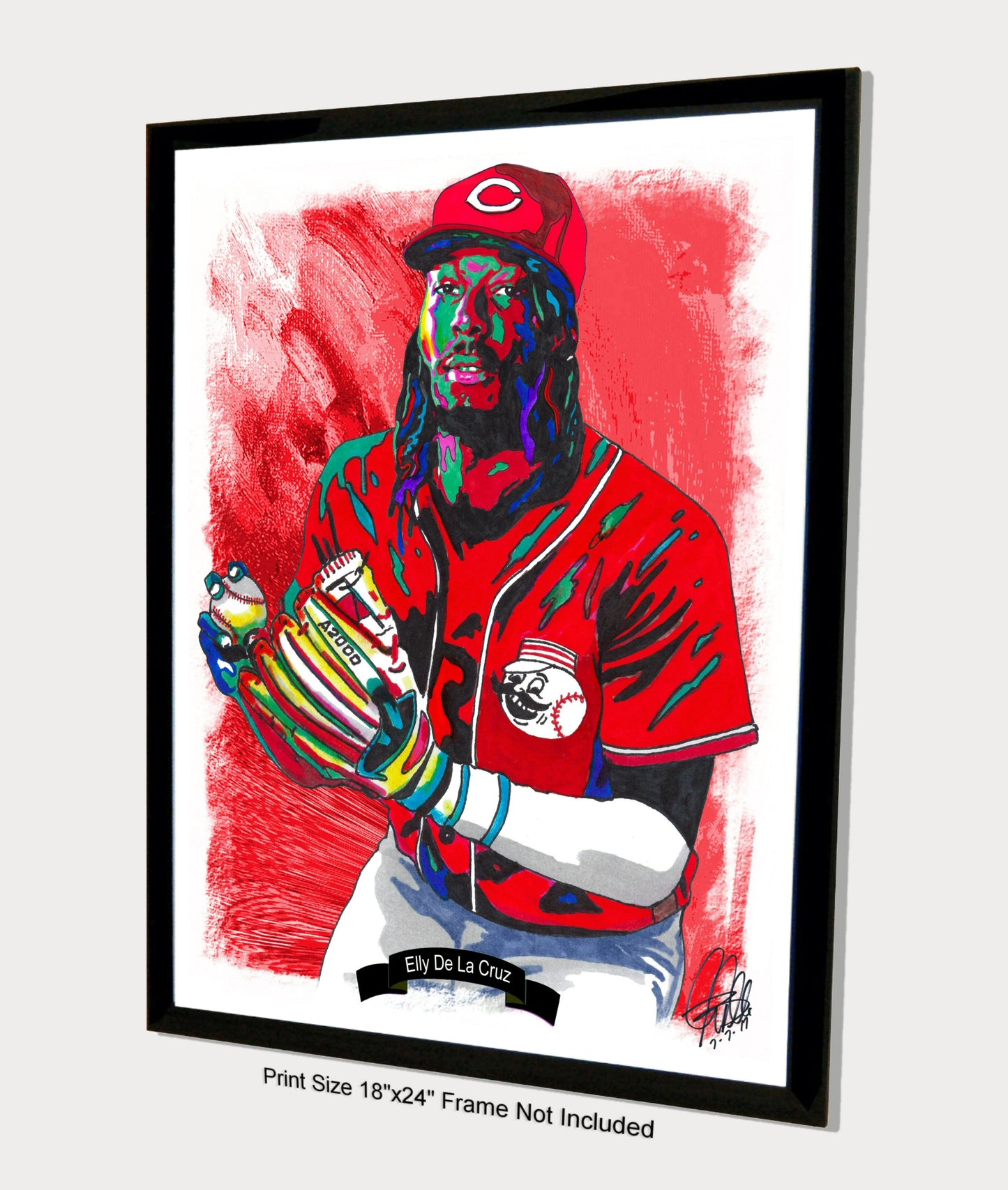 Elly De La Cruz Cincinnati Reds Baseball Sports Poster Print Wall Art 18x24