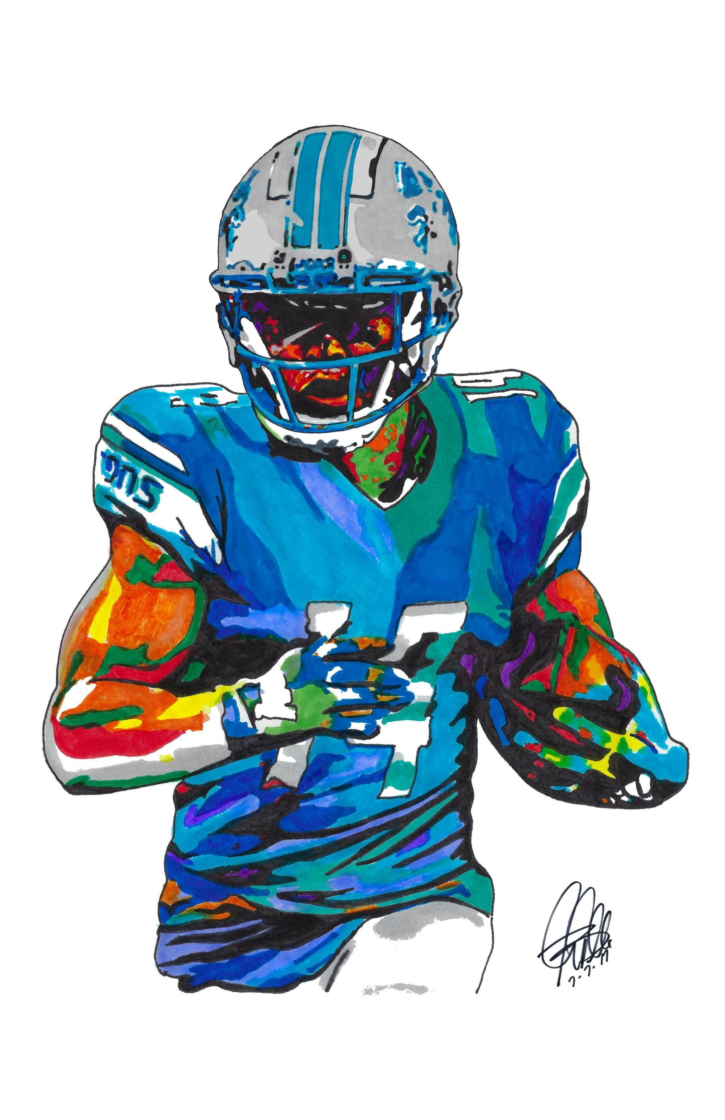 Amon Ra St Brown Detroit Lions Football Poster Print Wall Art 11x17