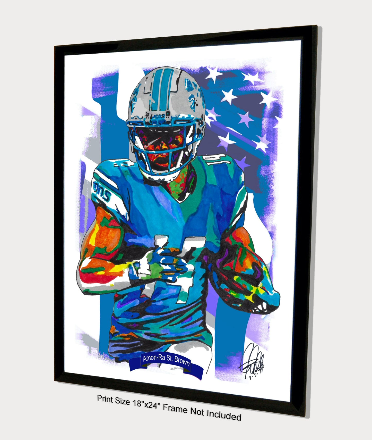 Amon Ra St Brown Detroit Lions Football Sports Poster Print Wall Art 18x24