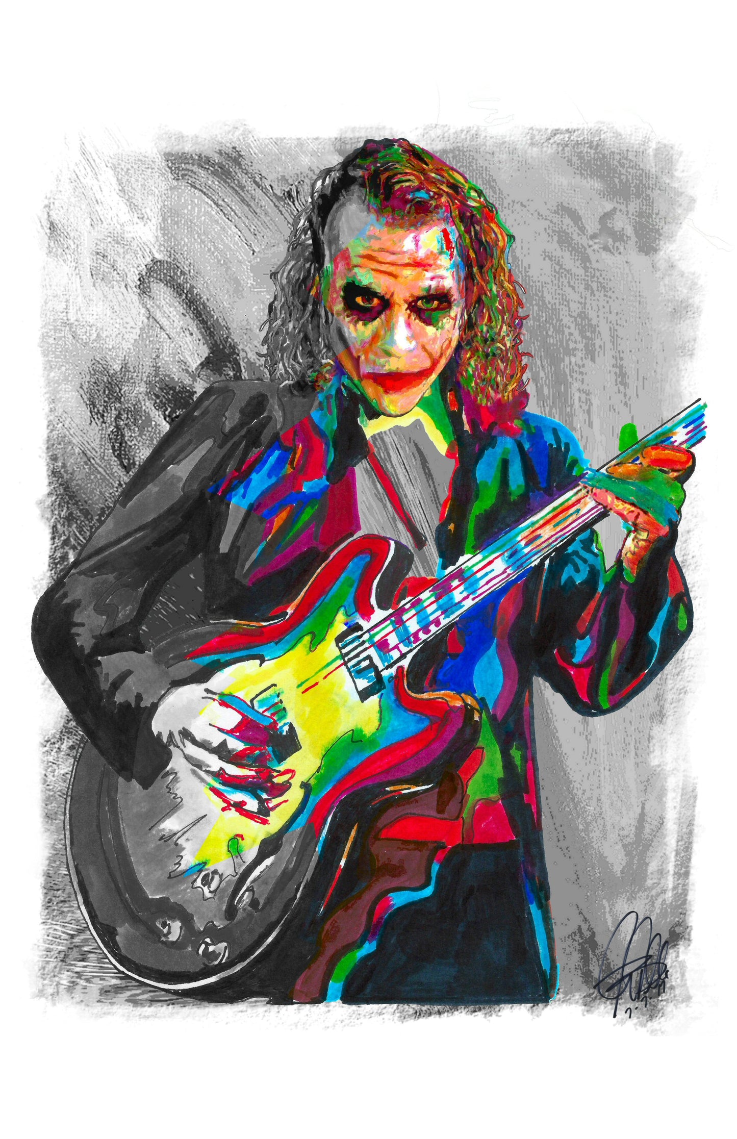 The Joker Heath Ledger Guitar Batman Film Music Poster Print Wall Art 11x17