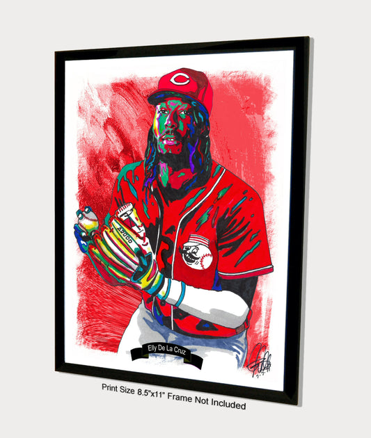 Elly De La Cruz Cincinnati Reds Baseball Sports Poster Print Wall Art 8.5x11