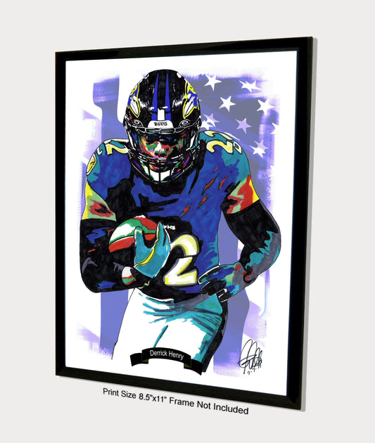 Derrick Henry Baltimore Ravens RB Football Sports Print Poster Wall Art 8.5x11