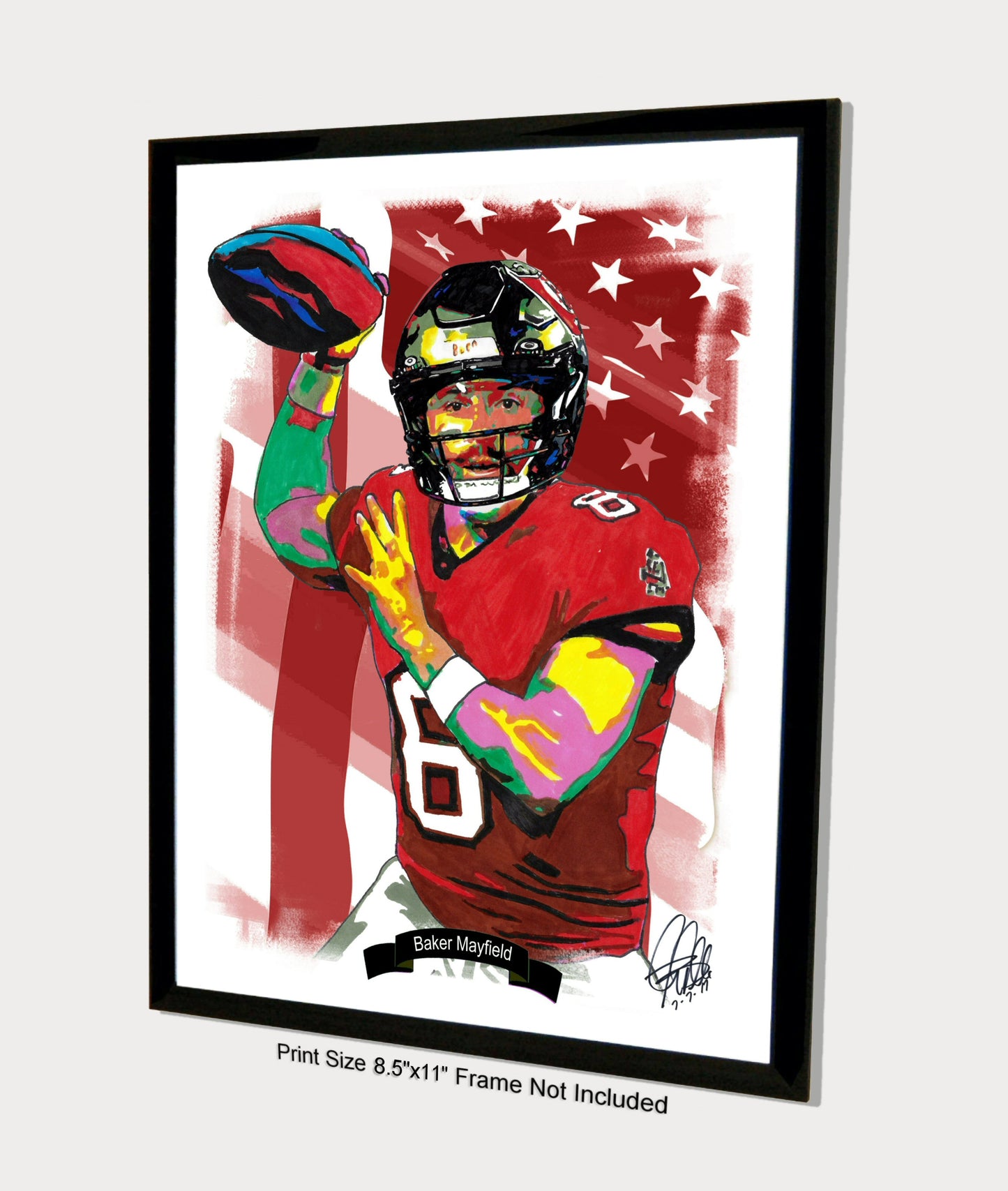 Baker Mayfield Tampa Bay Buccaneers Football QB Poster Print Wall Art 8.5x11