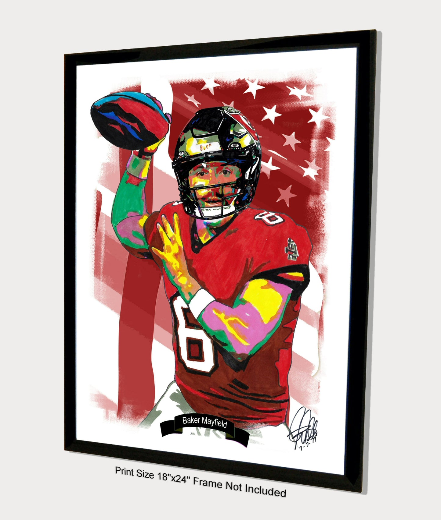 Baker Mayfield Tampa Bay Buccaneers Football QB Poster Print Wall Art 18x24