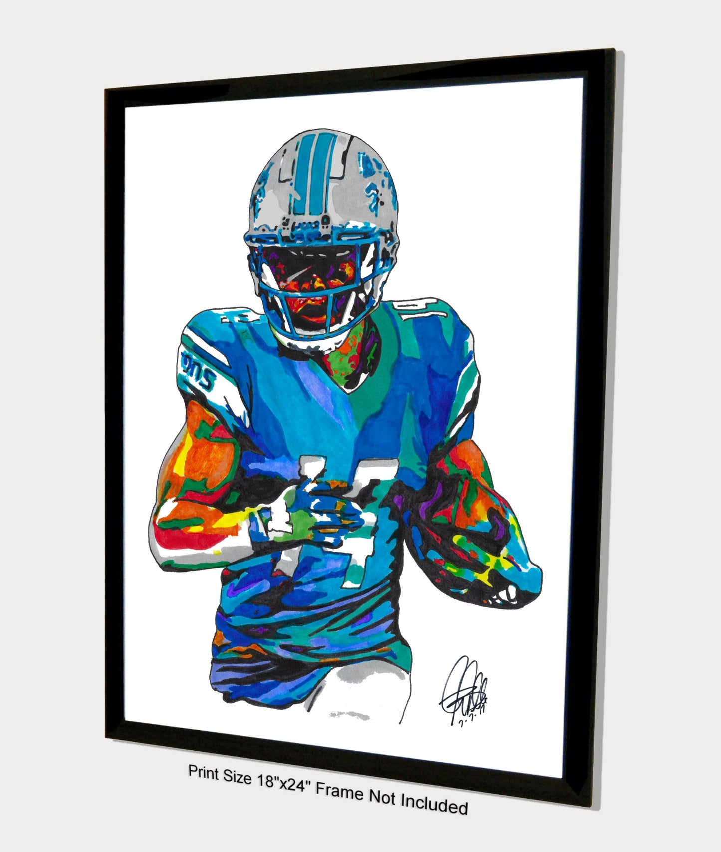 Amon Ra St Brown Detroit Lions Football Poster Print Wall Art 18x24