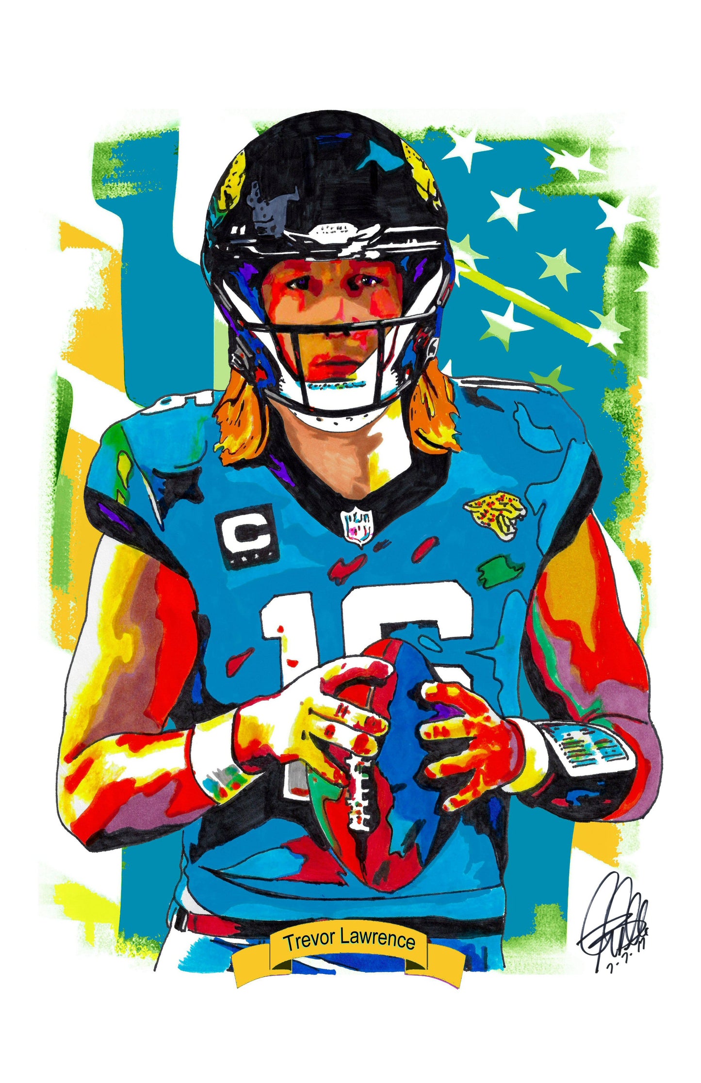 Trevor Lawrence Jacksonville Jaguars Football QB Print Poster Wall Art 11x17