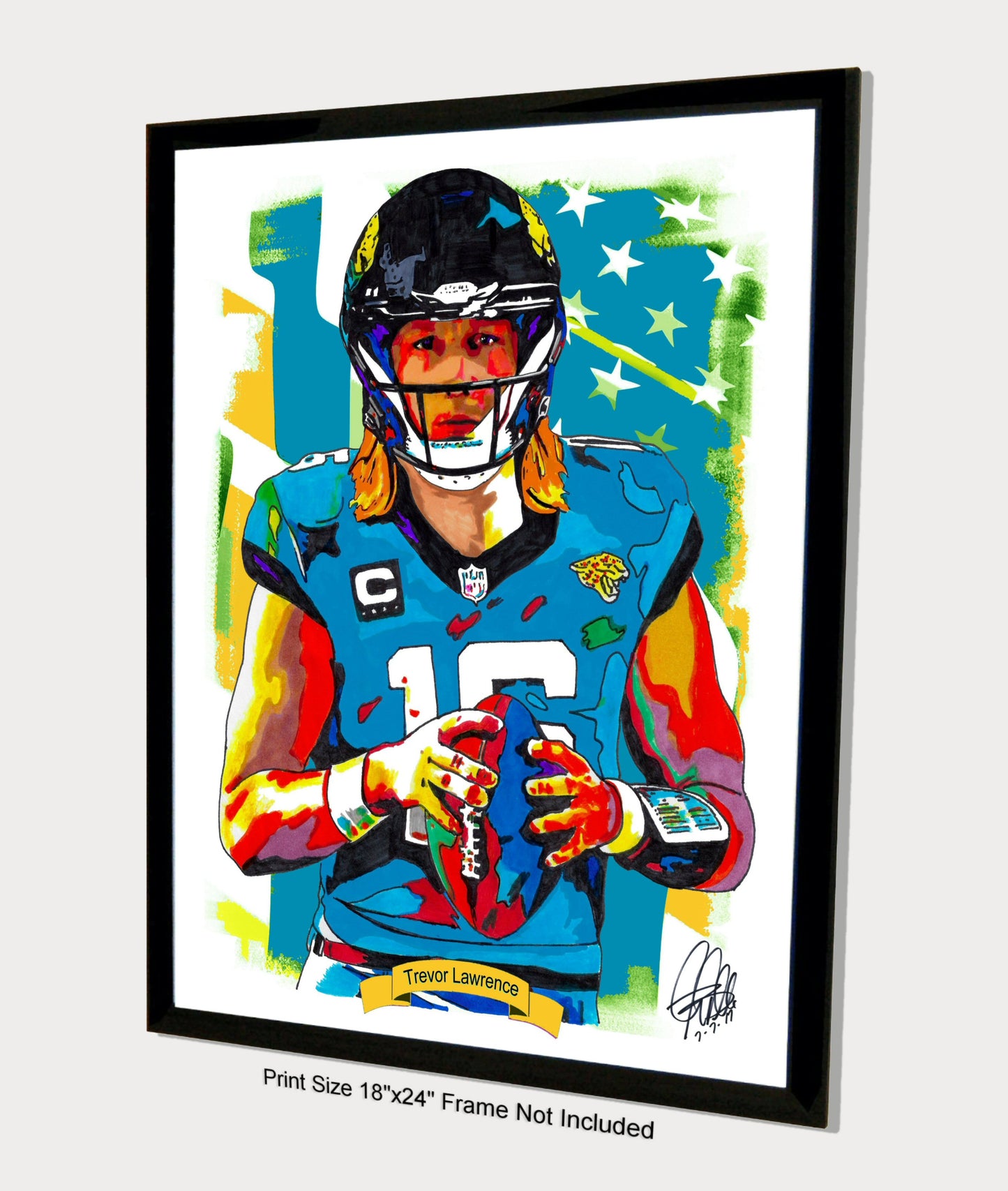 Trevor Lawrence Jacksonville Jaguars Football QB Print Poster Wall Art 18x24