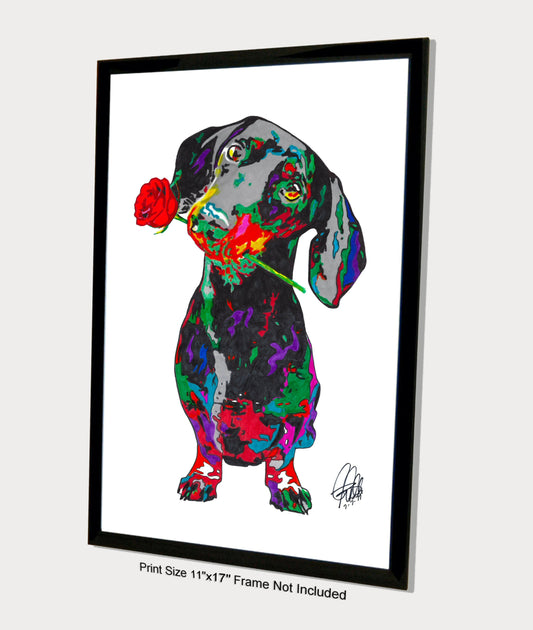 Dachshund Sausage Dog Speed Stick Pet Poster Print Wall Art 11x17