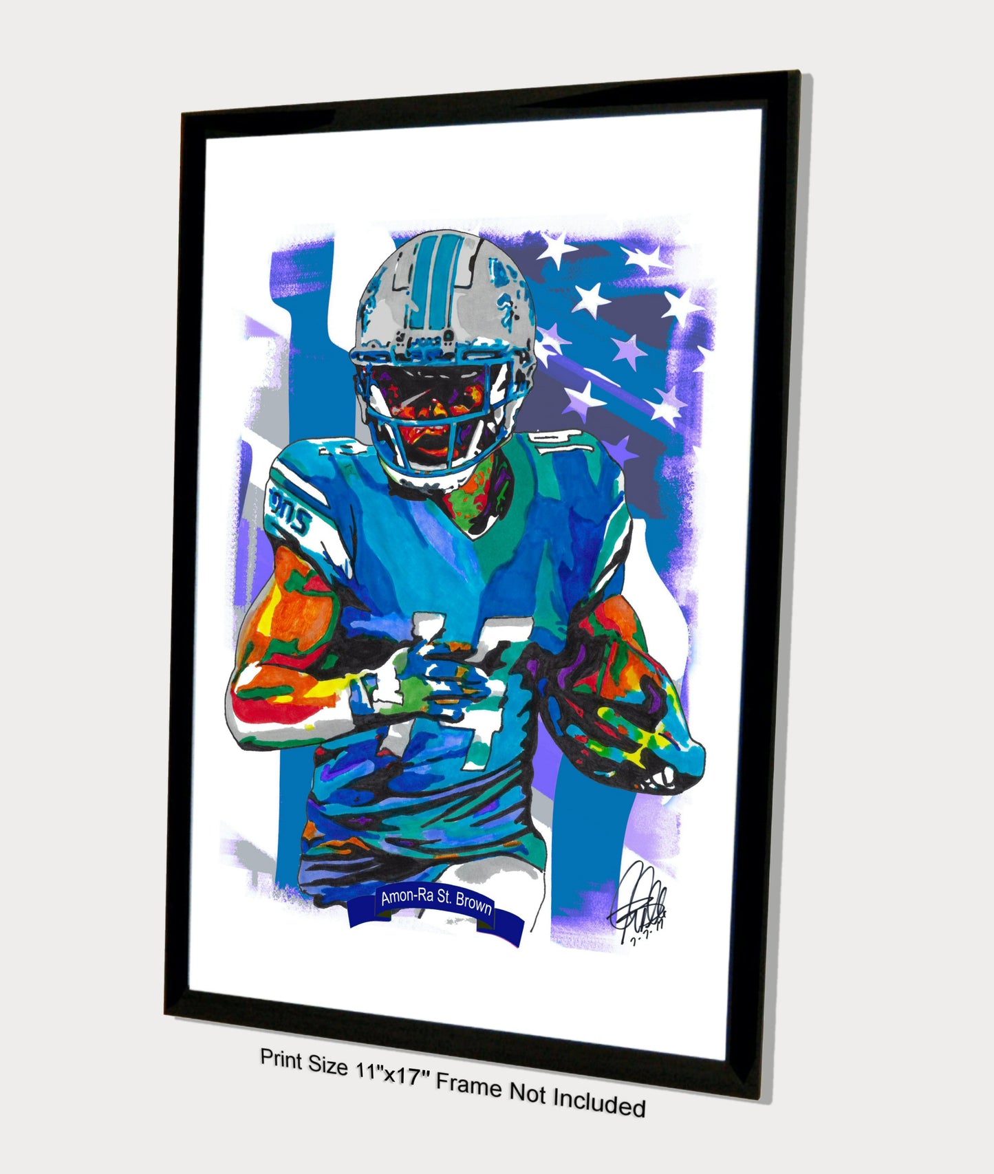 Amon Ra St Brown Detroit Lions Football Sports Poster Print Wall Art 11x17